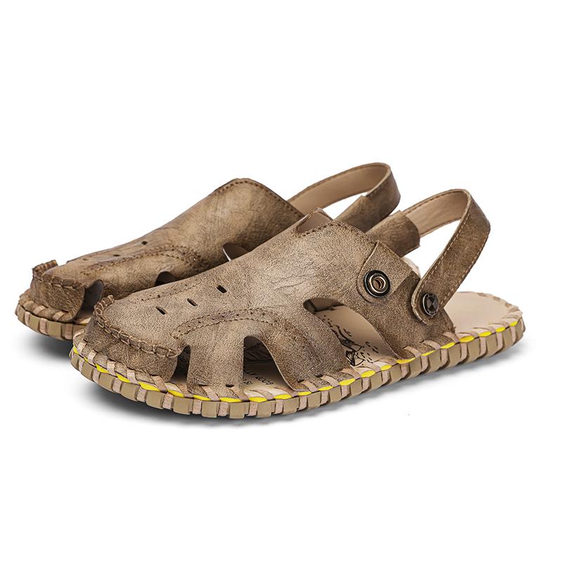 Summer Men's Comfortable Sandals Breathable Slip-On Outdoor Beach Shoes For Men Fashion Trendy Adult Casual Leather Sandals