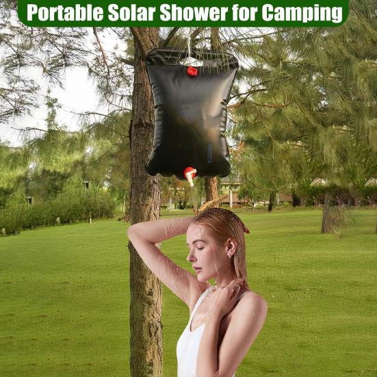 5 Gallons/20L Camping Shower Bag Portable Solar Shower Bag with Removable Hose And On-Off Switchable Shower Head for Camping Beach Swimming