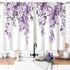 Eucalyptus Botanical Leaves Purple Floral Kitchen Window Curtains Over Sink Farmhouse Flower Leaf Small Window Treatment Cafe Sh