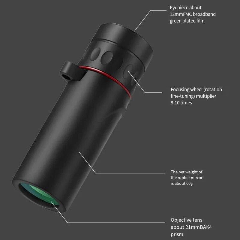 2000x24 Monocular Telescope Zooming Focus Green Film Binocular Optical Hunting Tourism Scope For Outdoor Bird Watching