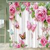 Butterfly And Floral Printed Shower Curtain Family Home Decoration Polyester Bathtub Curtain Bathroom Partition Room Curtain