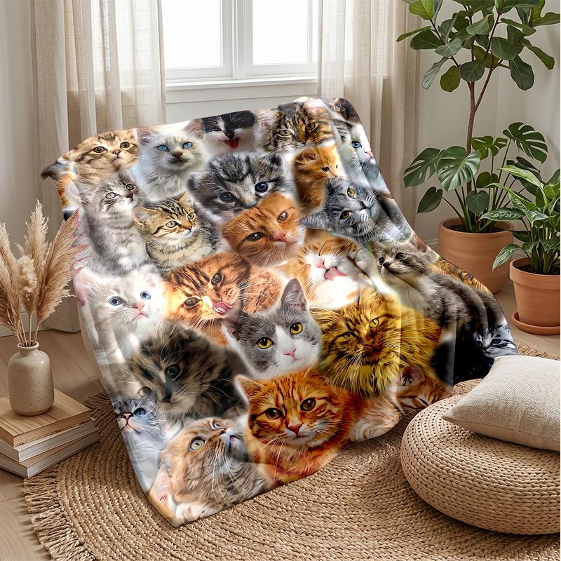 Cat Astronaut Space Journey blanket Personalized Name Flannel Blanket Soft Cozy Plush Throw for Sofa Bed Lightweight Home Decor
