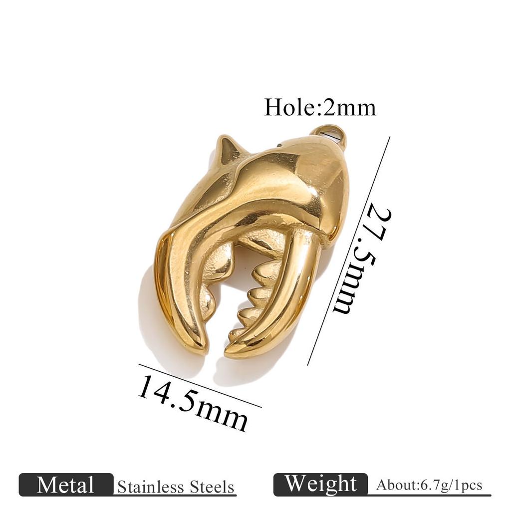 Yori 5PcsStainless Steel Casting Marine Animal Octopus Shark Crab Gold Pendant Ocean Series DIY Necklace Bracelet Jewelry