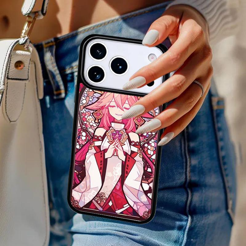 Genshin Impact Yae Miko Phone Case For iPhone 17 Air 14 15 13 12 Max Cover For Apple 14 15 16 16e 11 Pro Max Plus Coque