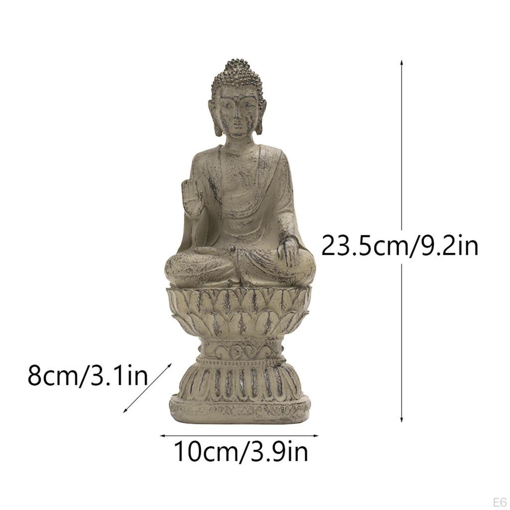 Resin Sitting Buddha Figurine Shakyamuni Sculpture for Office Table Desk