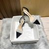 Baotou Sandals Women'S French Transparent Pointed Head Small Heel White High Heels Stiletto Single Shoes