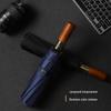 Retro Automatic Folding Umbrella with Solid Wood Handle