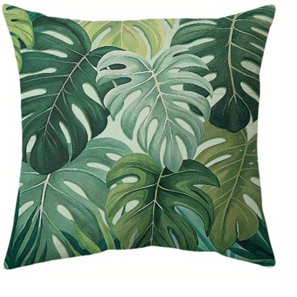 Tropical Vibe Leafy Pillow CoversLiving Room Sofa Cushion Cover, Soft and Comfortable, Bedroom Room Decoration