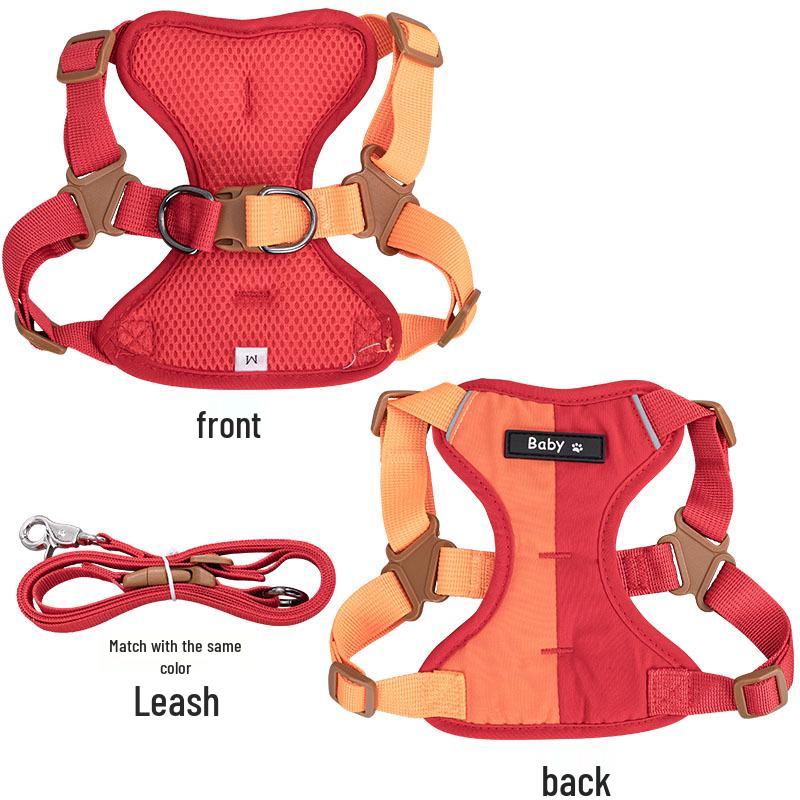 Reflective Dual-Color Anti-Pull Dog Leash & Harness for Small/Medium Dogs XS (with 1.8m leash)