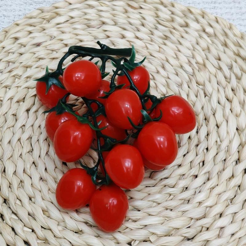 Mini Grappe de Tomates en Plastique Accessoires Alimentaires Artificiels Pour Photographie Styling Jouet Cuisine pour Enfants