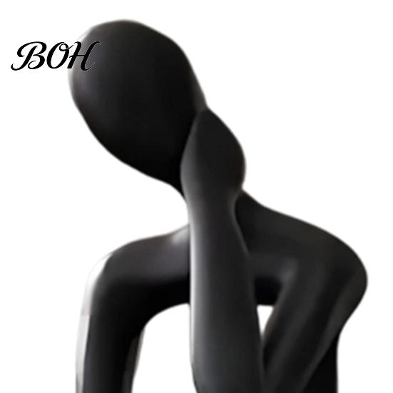 Artistic Home Accessory Abstract Art Thinker Statue, 3D Printed Reading Figurine, Modern Bookshelf Contemporary Statue Sculpture for Living
