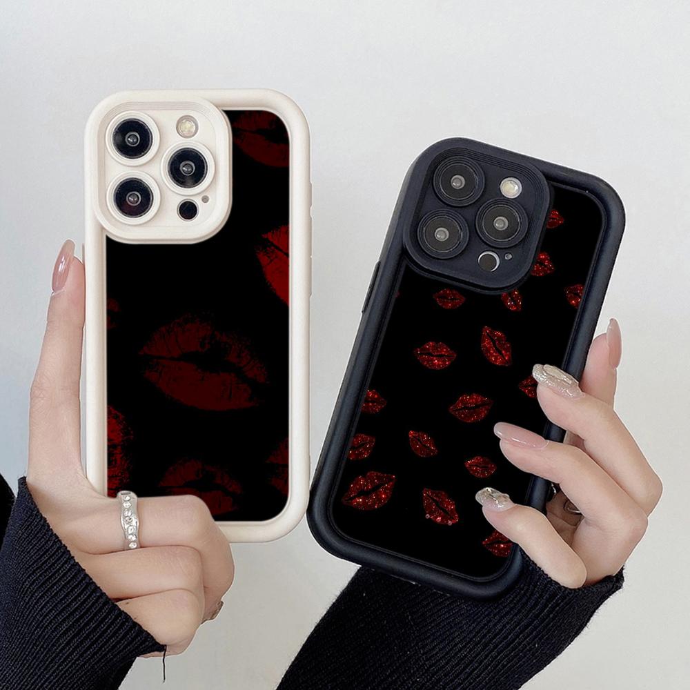 LZ23 Lips Kiss Heart Design Art Silicone Phone Case for Samsung A15 A35 S24 S23 Ultra S22 S21 S20 FE A05 A06 A54 A55 A53 A14 M15 Shockproof Back Cover