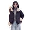 Women's 2024 Winter Korean-Style Lambswool Collar Fleece-Lined Jacket - Casual, Loose, Slimming Parka Top