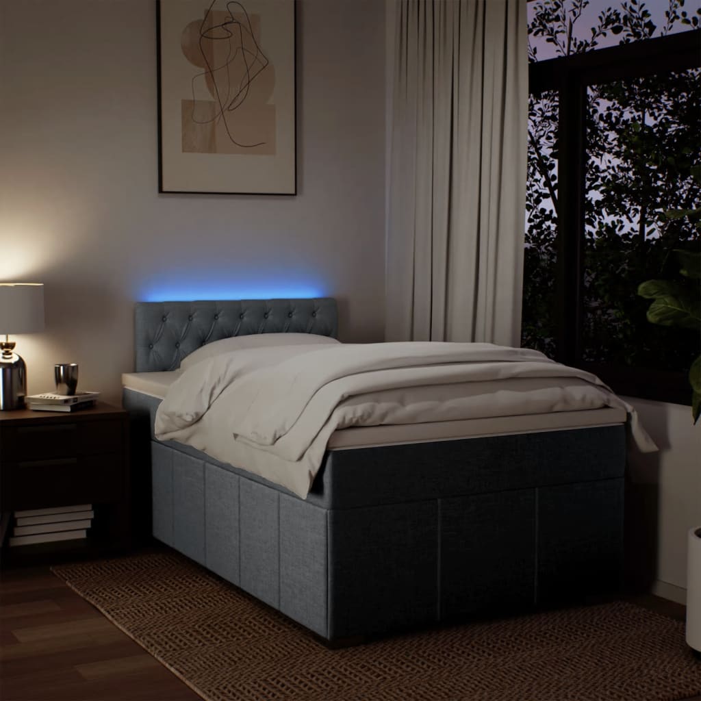 Box Spring Bed with Mattress Light Grey 120 x 190 cm Fabric
