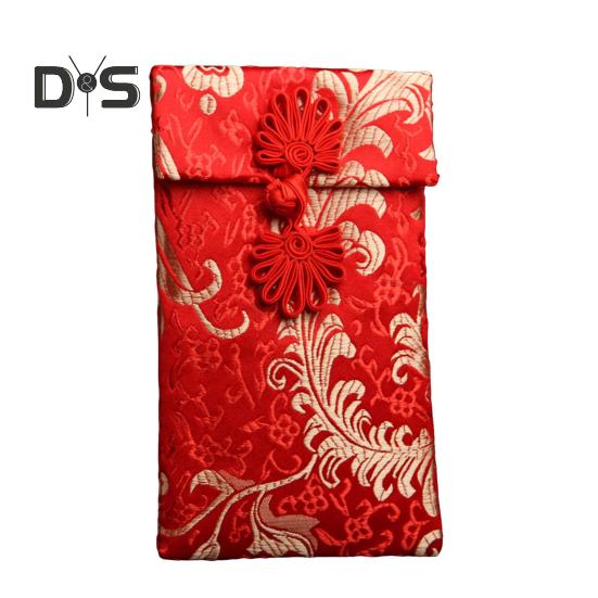 Roter Umschlag aus Kunstseide, chinesische Hochzeit, rote Tasche, Glücksgeld, Hongbao-Karte, Geldumschlag mit chinesischem Knoten für Neujahr, Frühlingsfest, Hochzeit