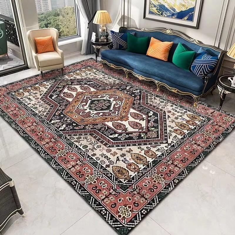 Retro Persian Ethnic Carpets Turkish Rugs for Living Room Bedside Bedroom Vintage Floor Mats Entrance Doormat Carpet Large Rug