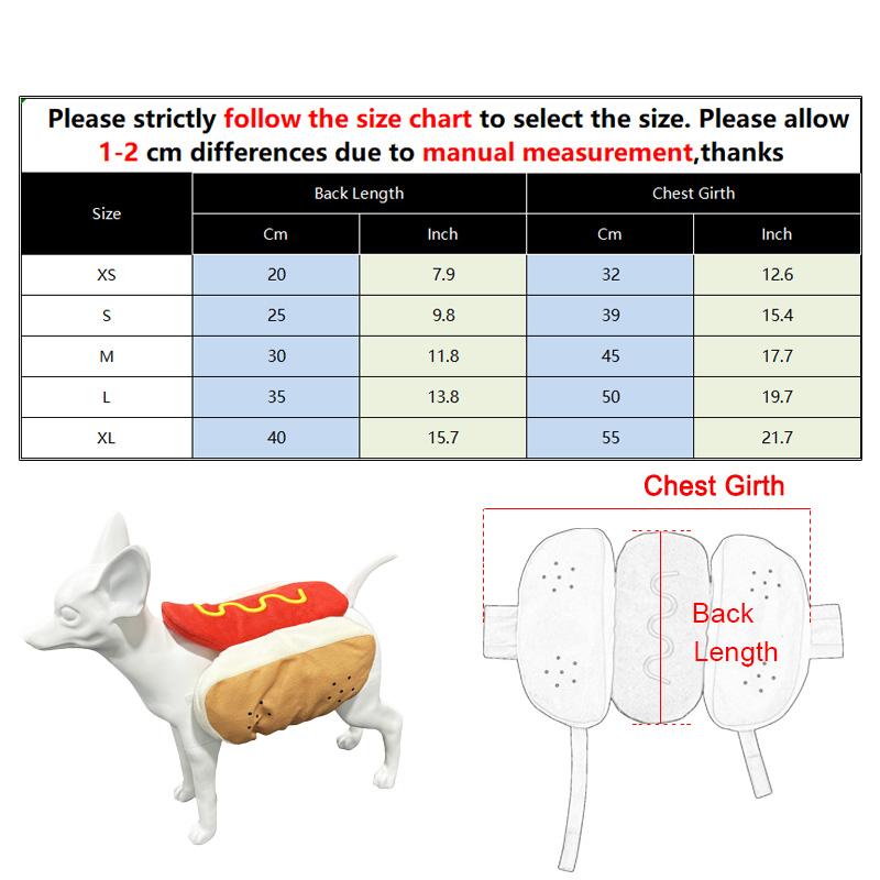 Halloween Dog Clothes Funny Hot Dog Shaped Pet Costume For Small Dogs Cats Adjustable Puppy Dress Up Dachshund Pug Party Suit