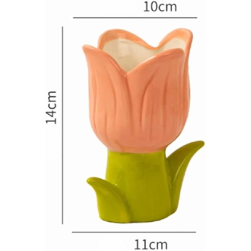 WAIT FLY Flower Shape Toothbrush Holder, Bathroom Decor-Pink-Tulip Toothbrush Holder