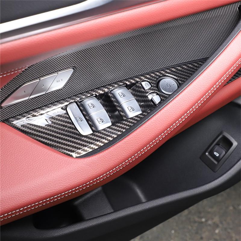 Authentic For BMW 4 Series G26   Car Window Glass Lift Switch Button Panel Frame Cover Trim Replacement Parts (ABS Carbo