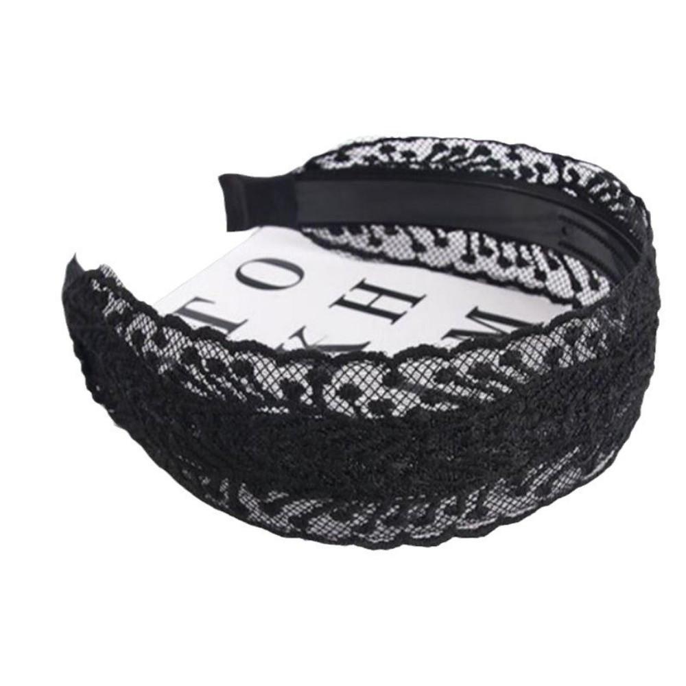 Korean Vintage Lace Hair Hoop Hollow Elegant Lace Hairband Head Wrap Hair Accessories Anti Slip Women's Wide Headband Wash Face