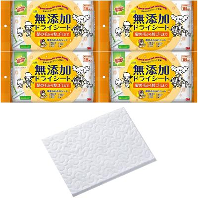 3M Feuilles sèches pour sols, nettoyage des sols, moelleux et épais, 18 feuilles x 4, Scotch Brite, sans additif de nettoyage