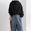 Spring Women's Loose Turtleneck Black T Shirt Long Sleeve White High Street Trend Solid Color Autumn Tees