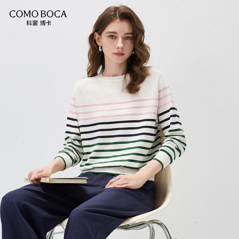 Women s Striped Mulberry Silk Blend Long Sleeve Knit Top XL