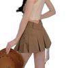 Summer Academic Style Sexy V Waist Ultra Short Skirt Anti Exposure A Line Skirt Slimming Low Waisted Pure Desire Pleated Skirt