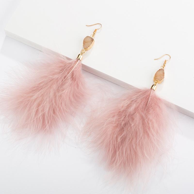 

European & American Luxury Feather Earrings - Elegant Fluffy Studs for Women