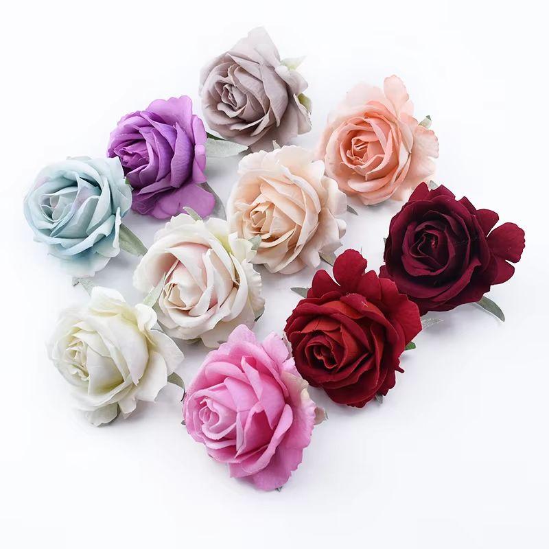 10/30pcs Artificial Flowers Home Room Table Wedding Bride Wrist Silk Roses Head Material Diy Gift Box Festival Decorative Wreath