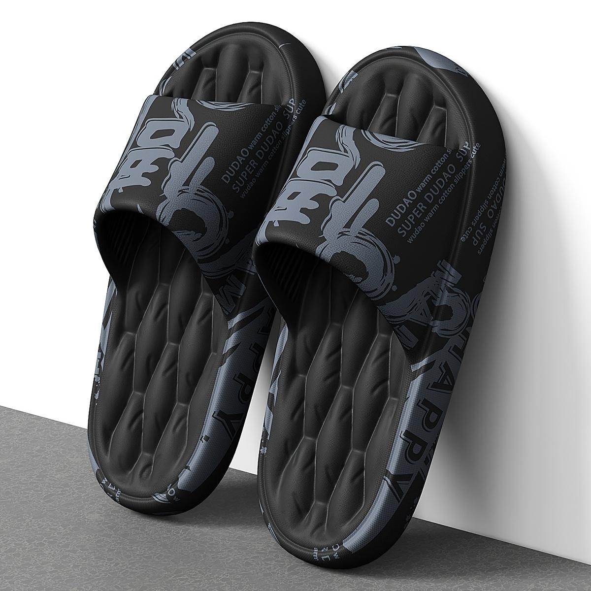 

Men s Graffiti Slides - Trendy EVA Material, Soft & Comfortable, Stylish Black & White Design with Playful Patterns, Perfect for Casual Wear 44-45