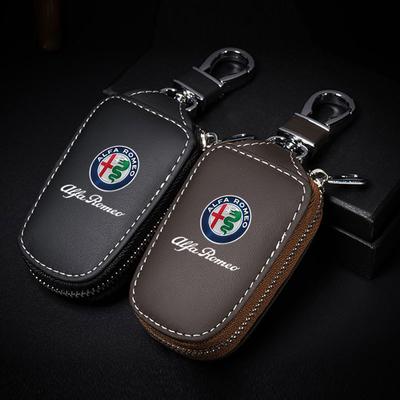 Multifunction Car Genuine Leather Key Case Zipper Key Cover For Giulia Stelvio Giulietta 159 147 156 166 Accessories