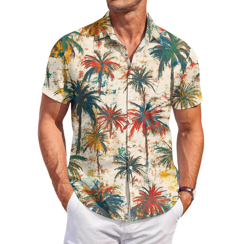 Men's Casual Fashion Printed Short-Sleeve Shirt