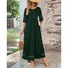 Moda Donna Estate Primavera Colore Unico Stampa Maniche 3/4 Scollo Rotondo Linea Vita Lassa Abiti Casual