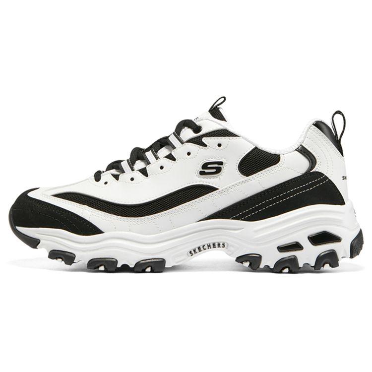Skechers Men's White/Black Dlites 1.0 Panda Shoes Color Block Sports Fashion Versatile Casual Commuting Height Increasing Low Top Dad Shoes Sneaker 894129-Wbk Cm