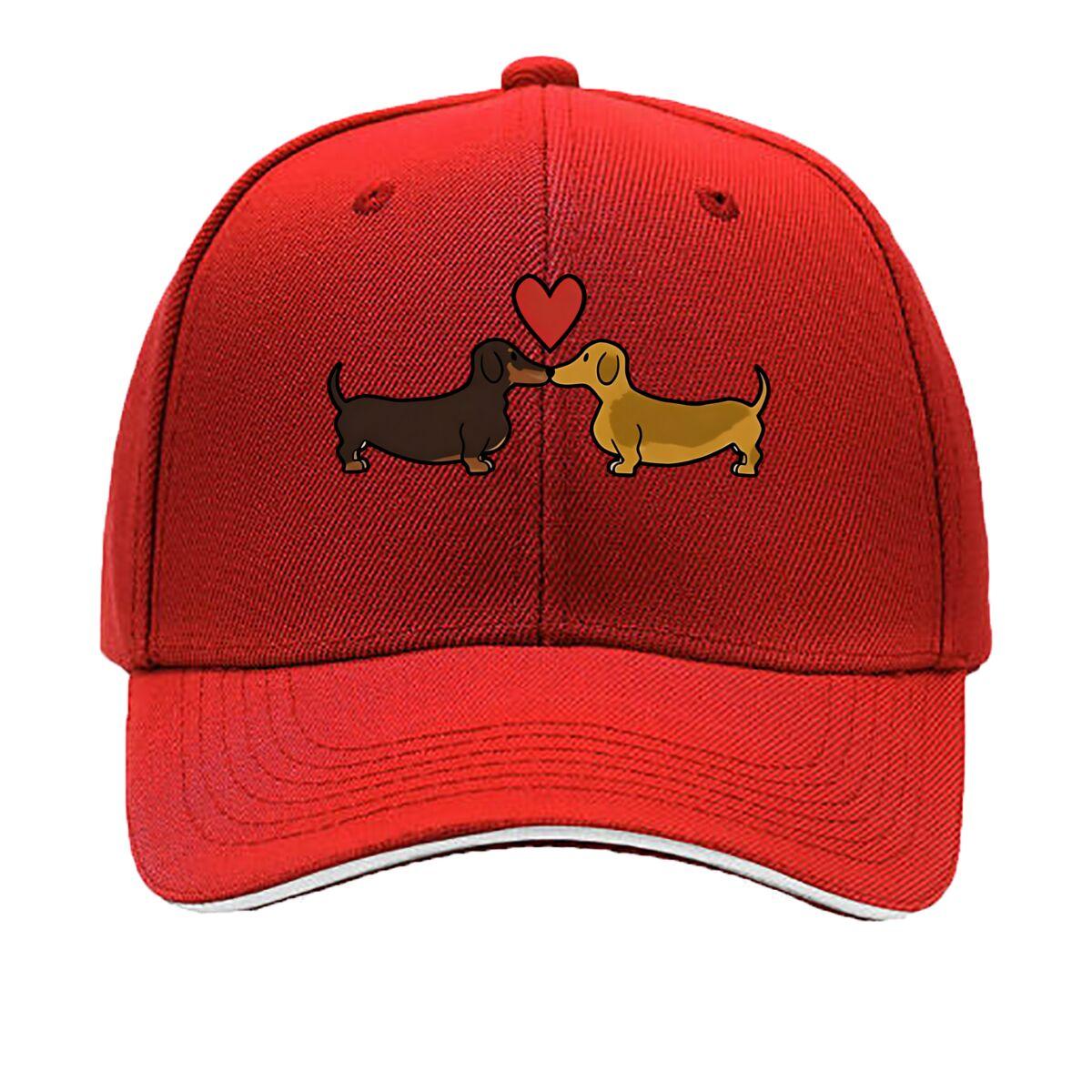 Unisexs Dachshund Cartoon Print Baseball Cap Stylish Versatile Retro Outdoor Hat Sandwich Baseball Cap One Size
