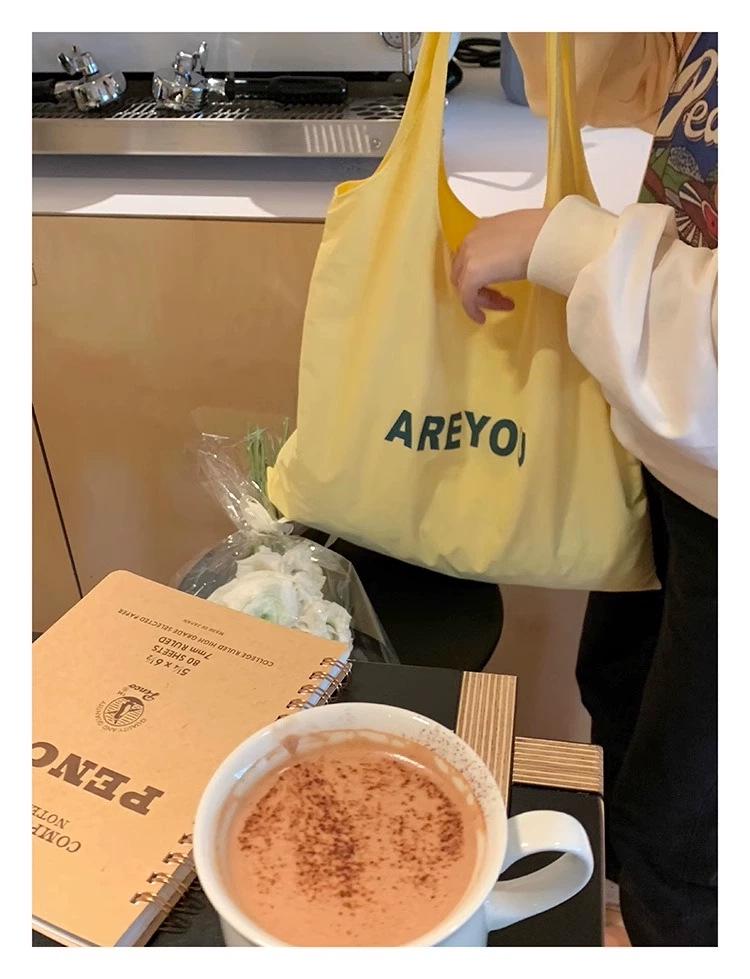 2024 Women's Large Capacity Letter Print Shoulder Bag - Trendy, Versatile, and Fresh Cloth Shopping Bag