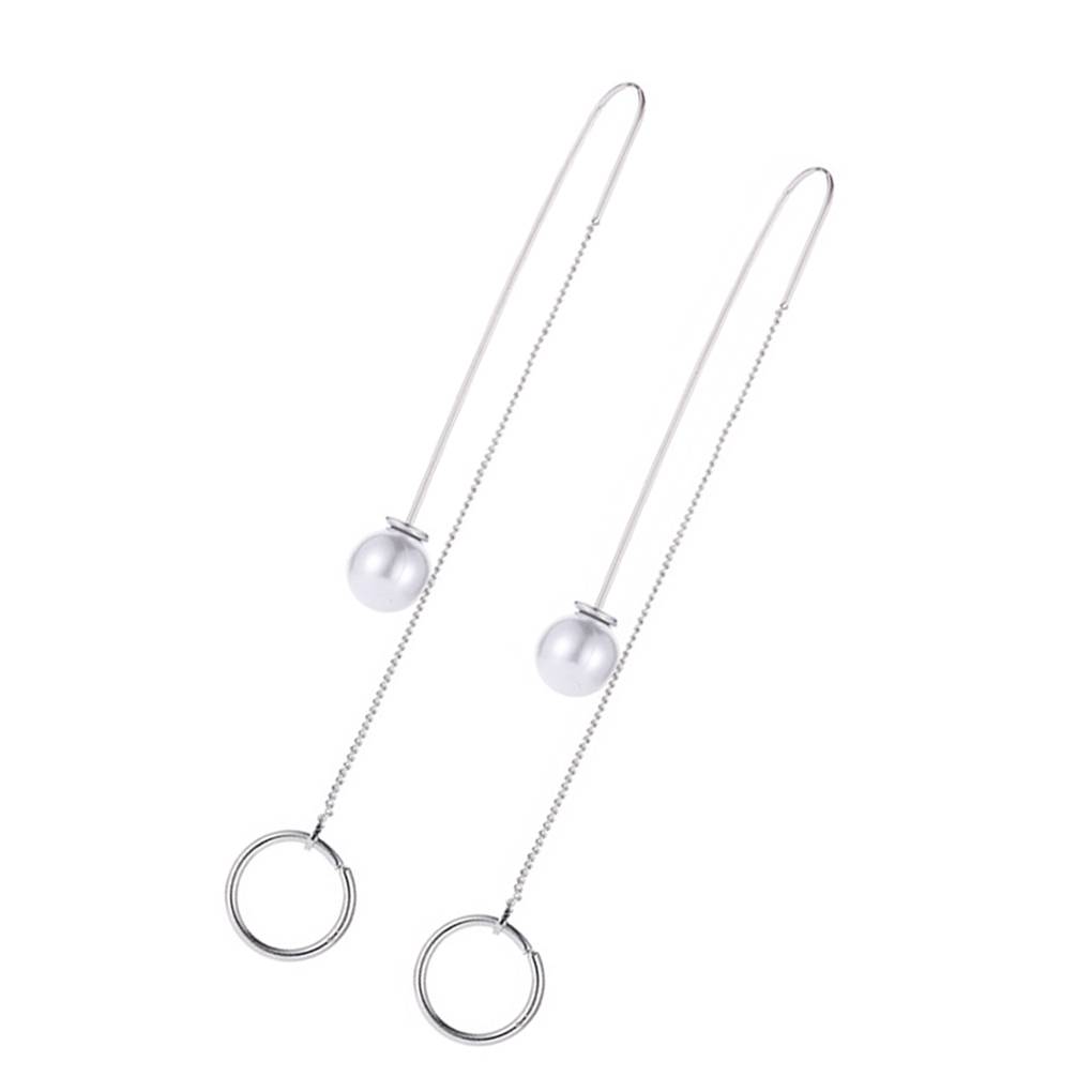 1 Paar Retro-Stil Runde Form Perlenohrringe Einzigartig Lange Quaste Ohrhänger Ohrringe für Damen Böhmische Ohrstecker