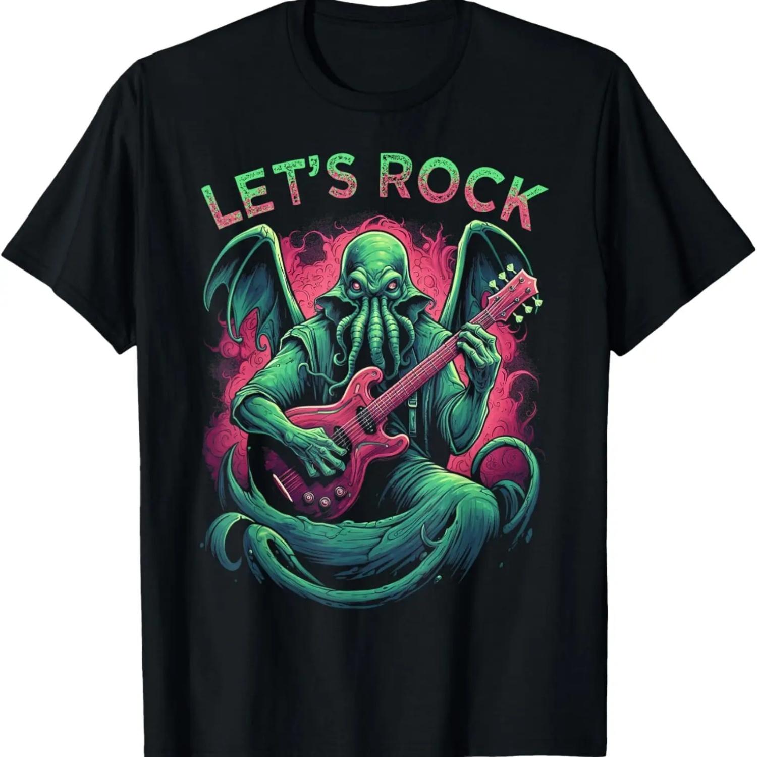 Gift For Guitarists - Cthulhu Playing Guitar Concert T-Shirt S чёрный