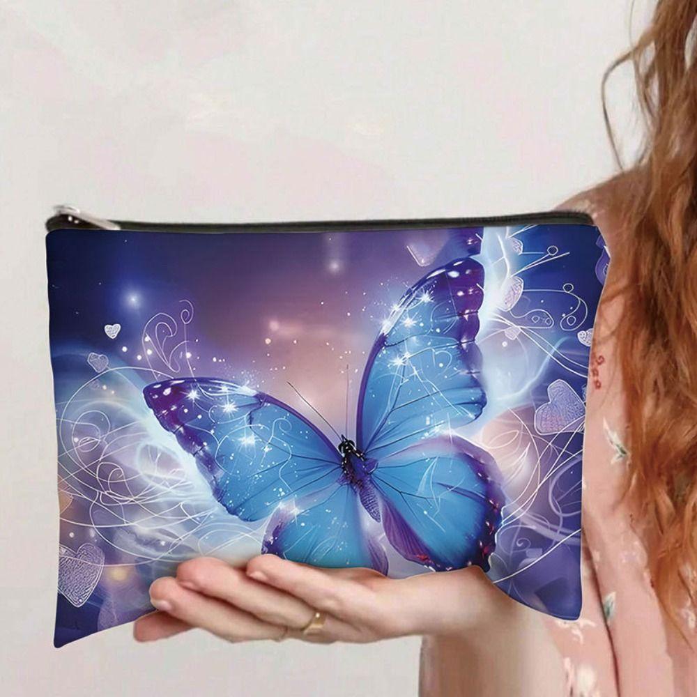 New Canvas Makeup Bag for Women Lightweight Zipper Closure Toiletry Bag Animal Print Portable Storage Bag Travel Organizer