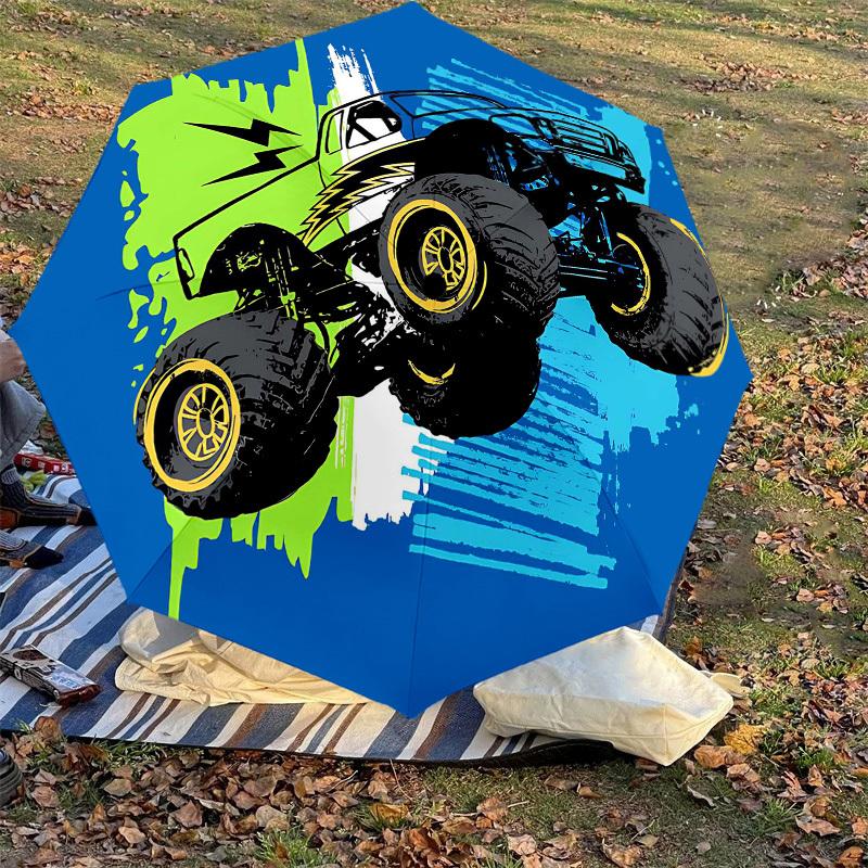 1PC monster truckUmbrella-8-Rib Reinforced, Automatic Open, Lightweight & Durable, Cute Fashion Accessory for Outdoor-P168