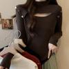 Damen Herbst Winter Rollkragen Strickpullover Weiblich Slim Sexy Aushöhlen Kaschmir Pullover