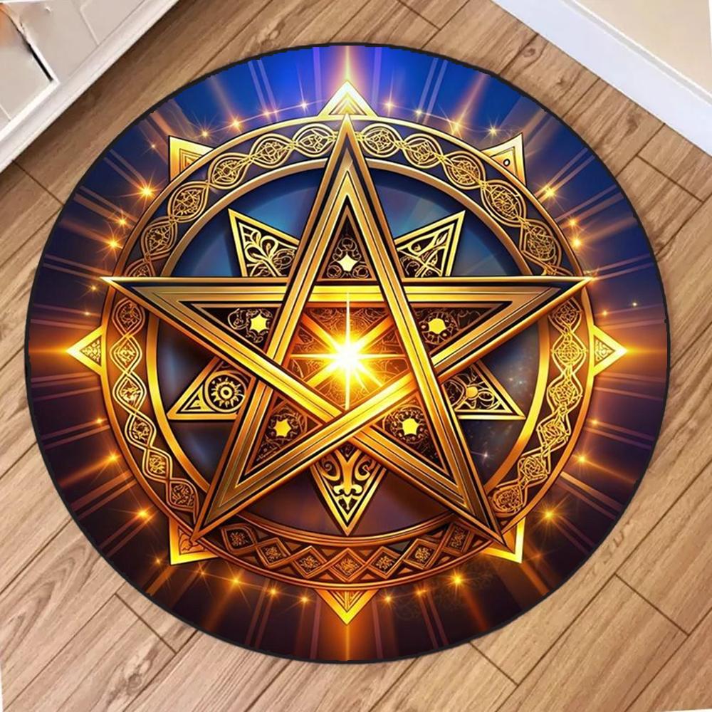 Star Printed Round Carpet Dirty-resistant Floor Mat for Living Room Computer Chair Cushion Bedroom Decor Home Hallway Area Rugs