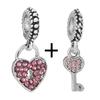 2pcs /Lot 45 Styles Key &Lock Sparkling Beads Charm Pendant Fit Diy Original Bracelets Necklaces For Women Men Jewelry Making