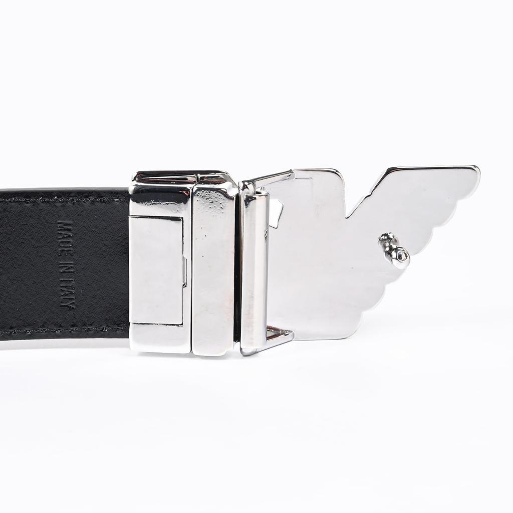 Emporio Armani EMPORIO ARMANI Black Reversible Wide Eagle Buckle Stringer System Compatible Belt EM001823 AF14507 MC118 Men's 3.5cm [Used]