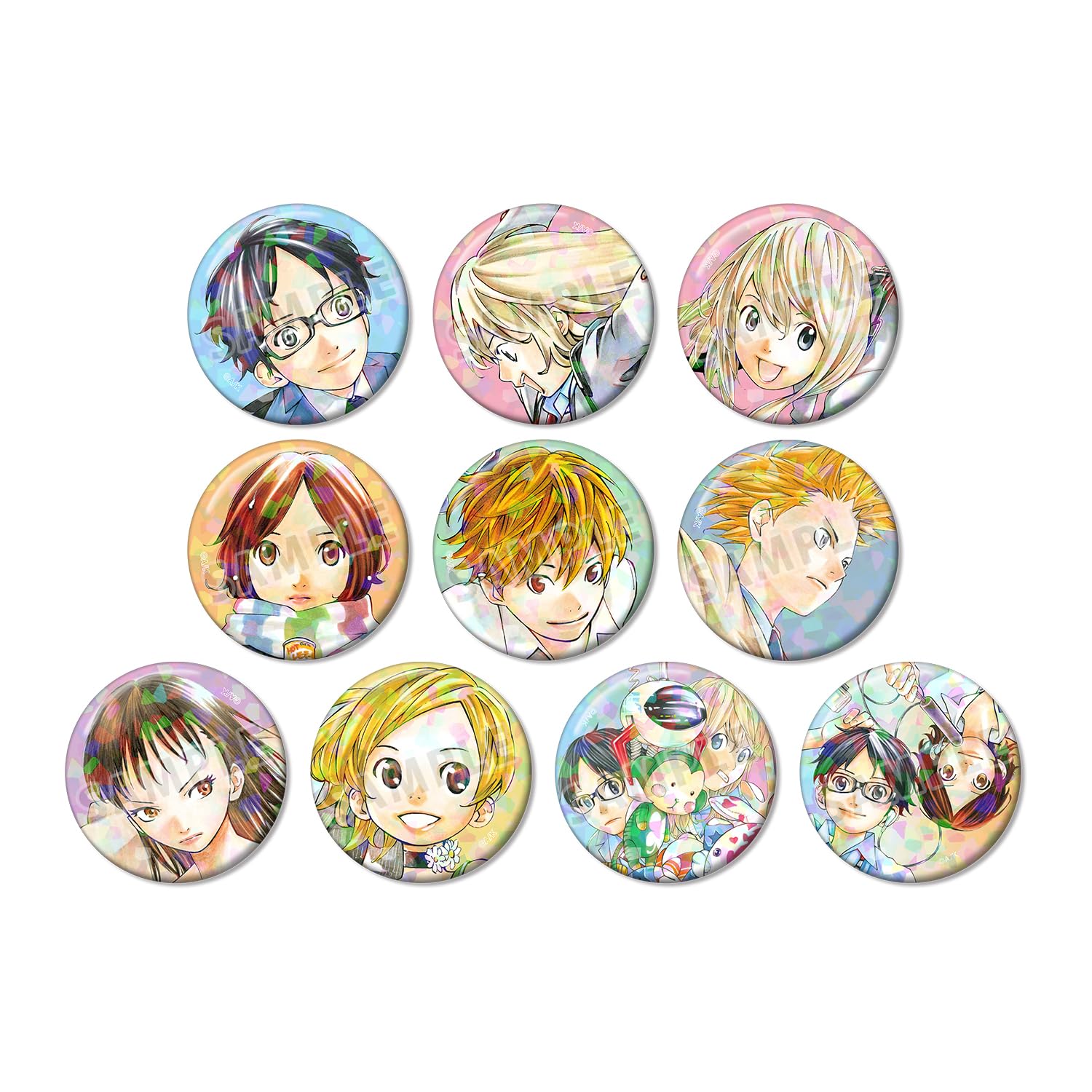 Your Lie in April Trading Hologram Badges Box of 10