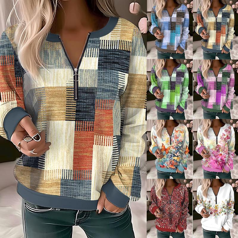 

Women s Color Block Zip Up Hoodie Casual Long Sleeve Pullover Streetwear Fashion Outerwear S