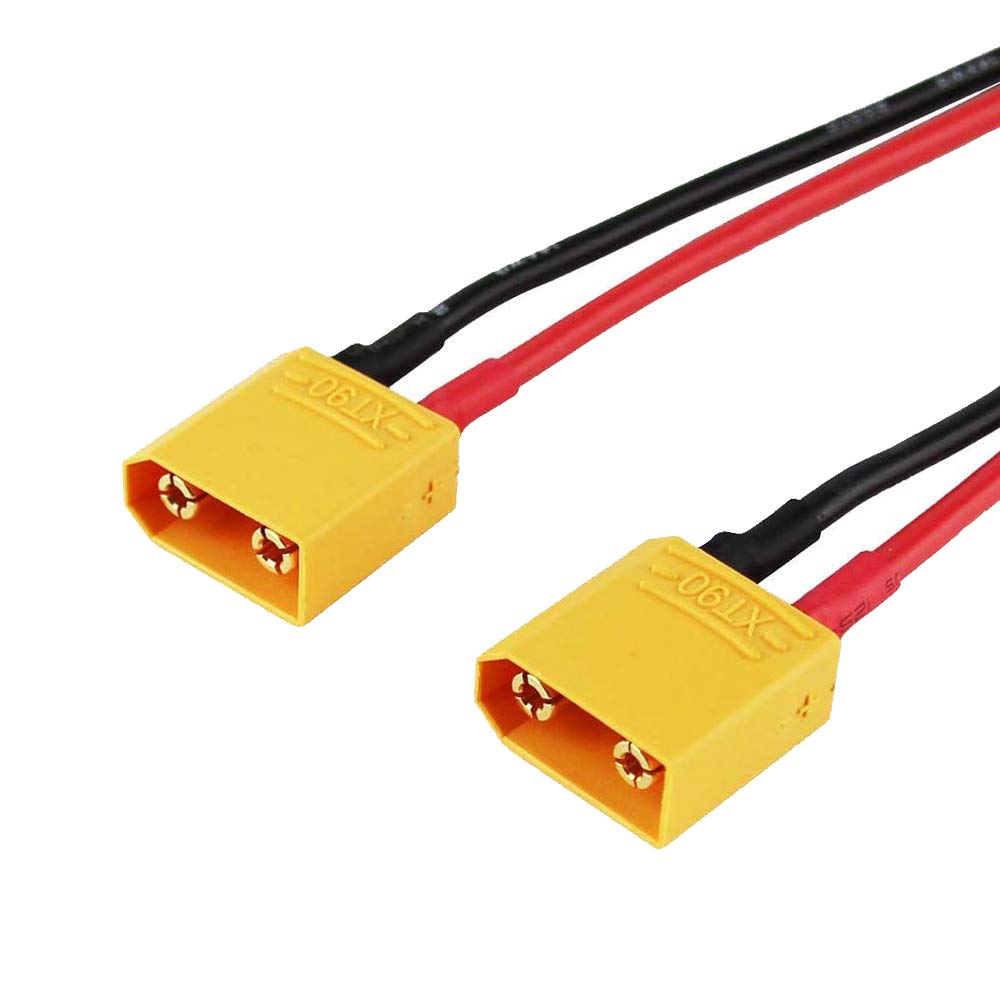 Yiqigou 2pcs XT90 Male Plug Connectors Convert to Banana Bullet Plug Connectors with 30cm 14AWG Silicone Cable XT-90 4.0