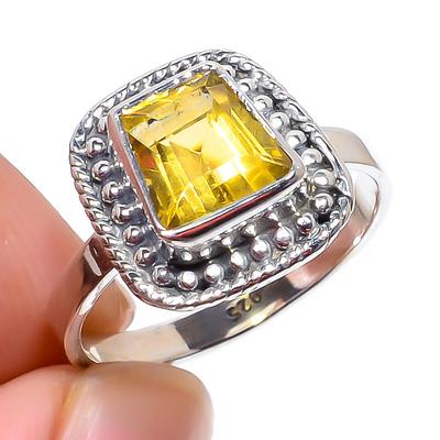 Natürlicher Citrin Edelstein Handgefertigt 925 Massiv Sterlingsilber Geschenkring S.7 l9h33