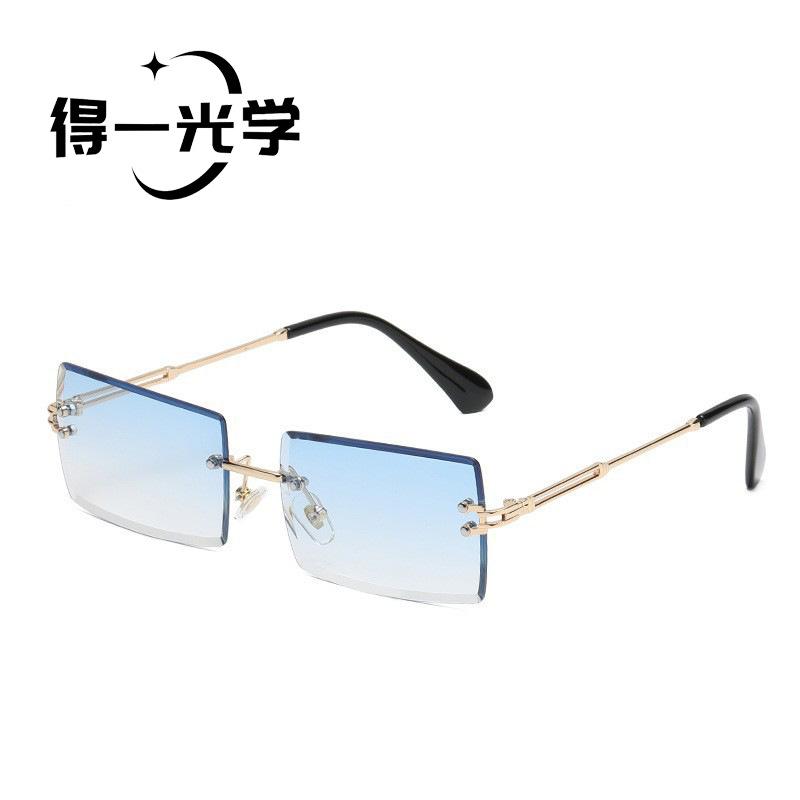 New diamond trimmed small frame rimless square sunglasses sunglasses sunglasses UV protection sunglasses